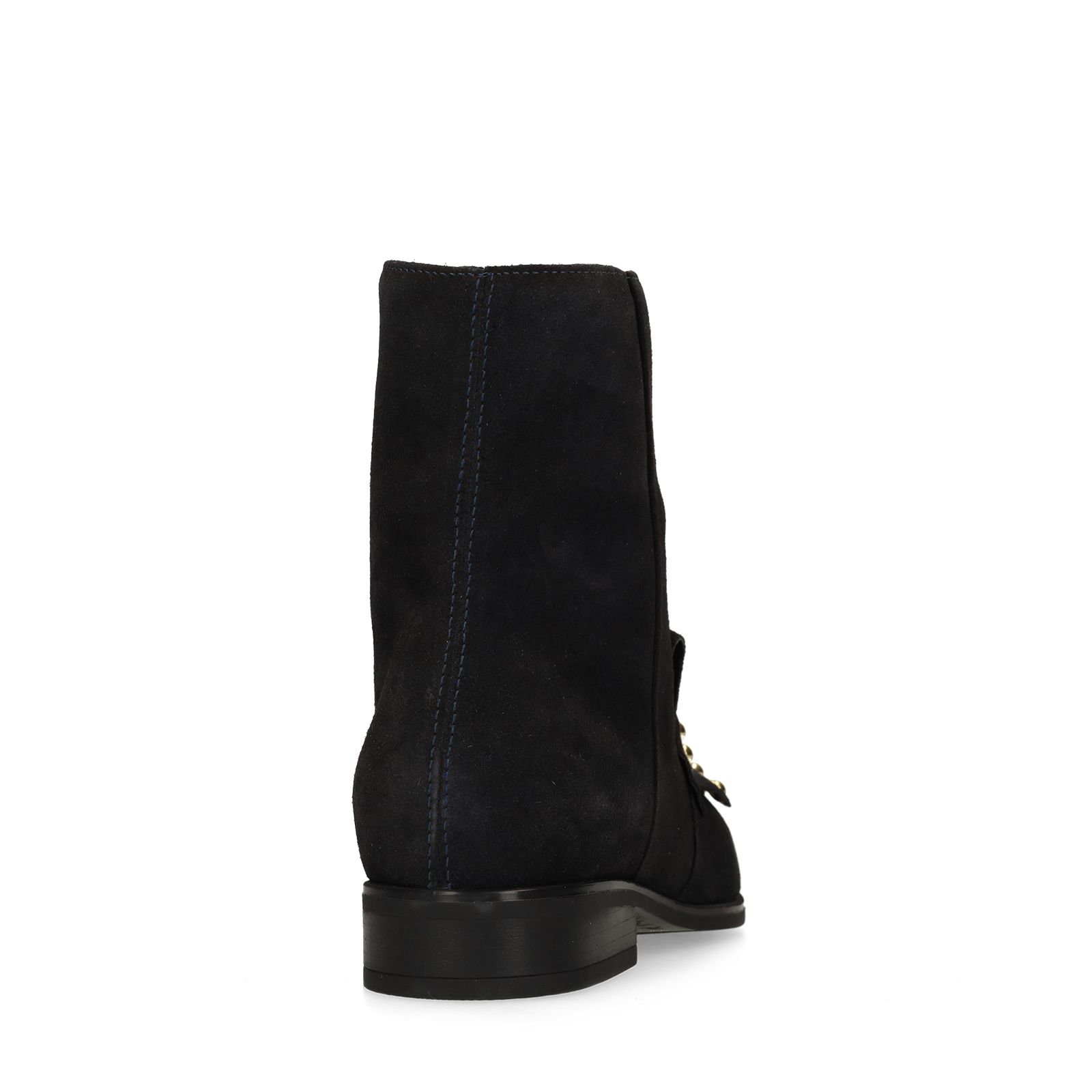 Blaue Lederstiefeletten mit Nieten
