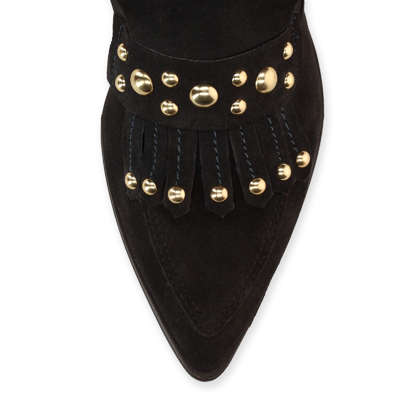 Blaue Lederstiefeletten mit Nieten