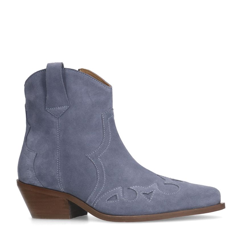 Blauwe denim cowboy laarzen