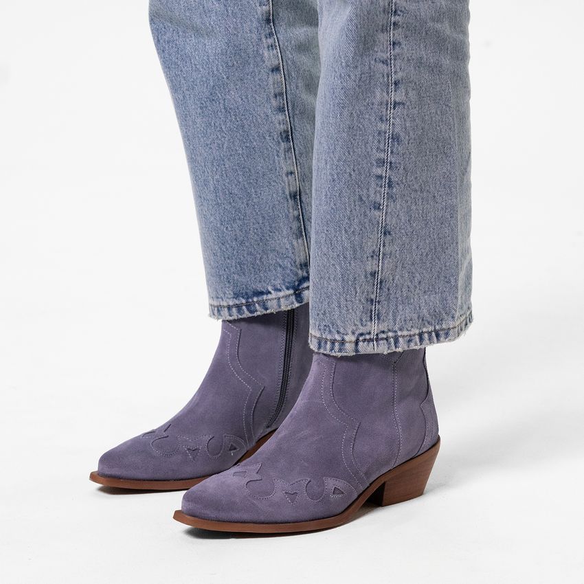 Blauwe denim cowboy laarzen