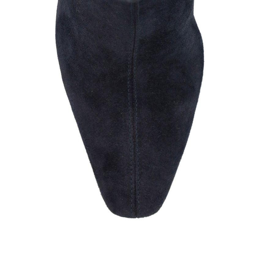 Dunkelblaue Veloursleder-Stiefeletten mit Absatz