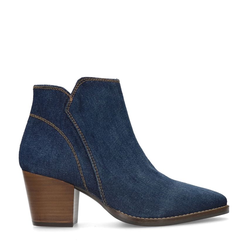 Blaue Denim-Stiefeletten mit Absatz