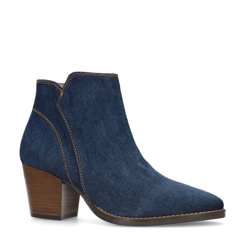 Blaue Denim-Stiefeletten mit Absatz