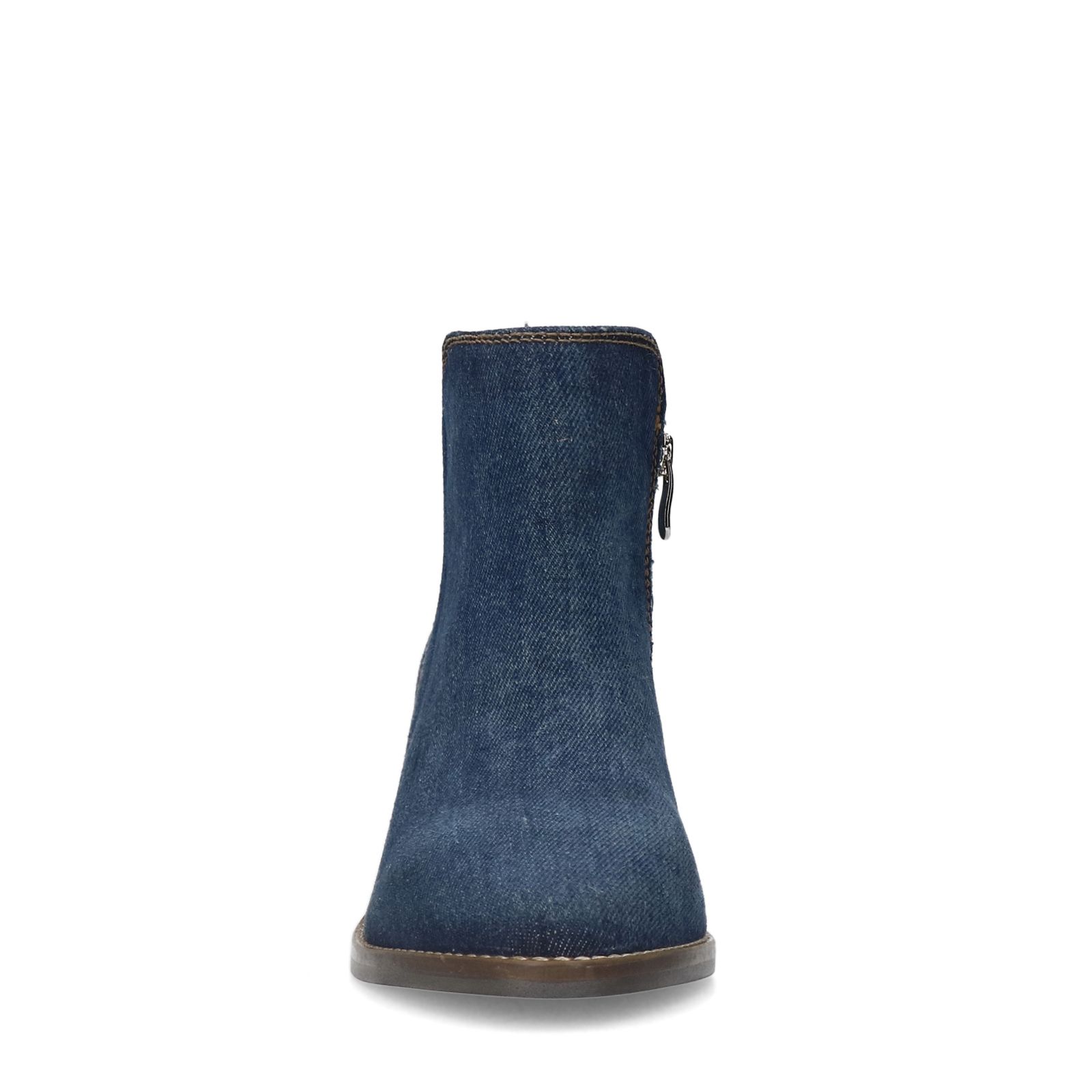 Blauwe denim enkellaarsjes met hak