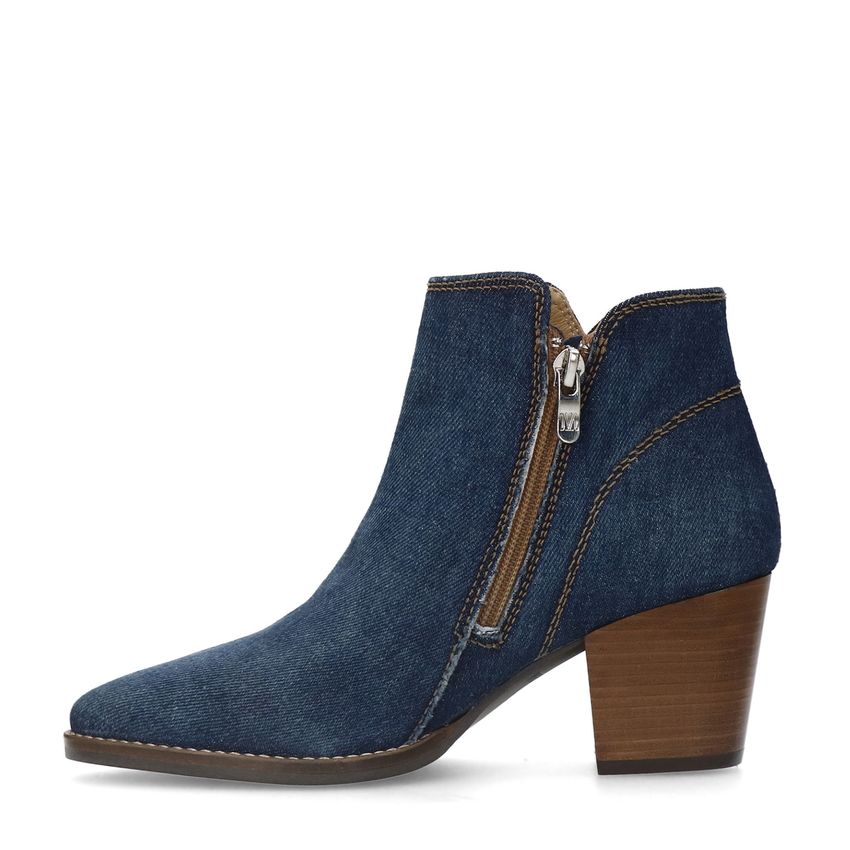 Blaue Denim-Stiefeletten mit Absatz