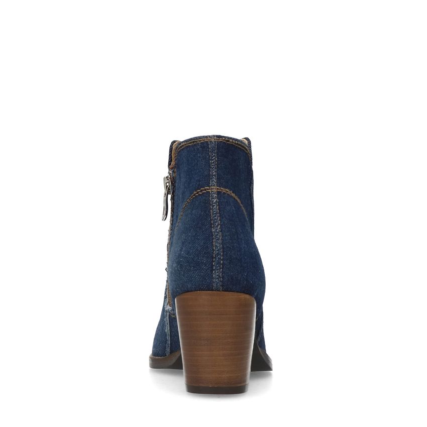 Blaue Denim-Stiefeletten mit Absatz