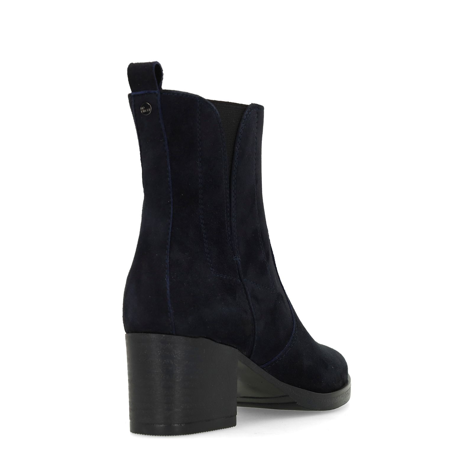 Blaue Veloursleder-Stiefeletten mit Absatz