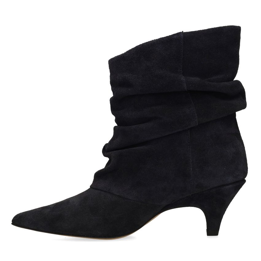 Donkerblauwe suède slouchy enkellaarsjes