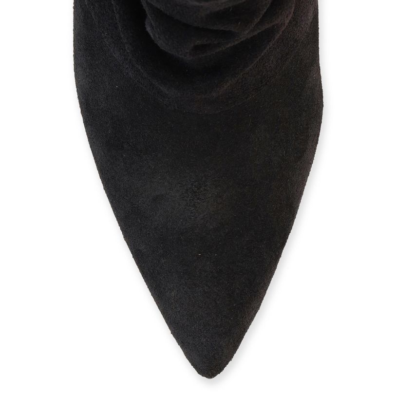 Donkerblauwe suède slouchy enkellaarsjes