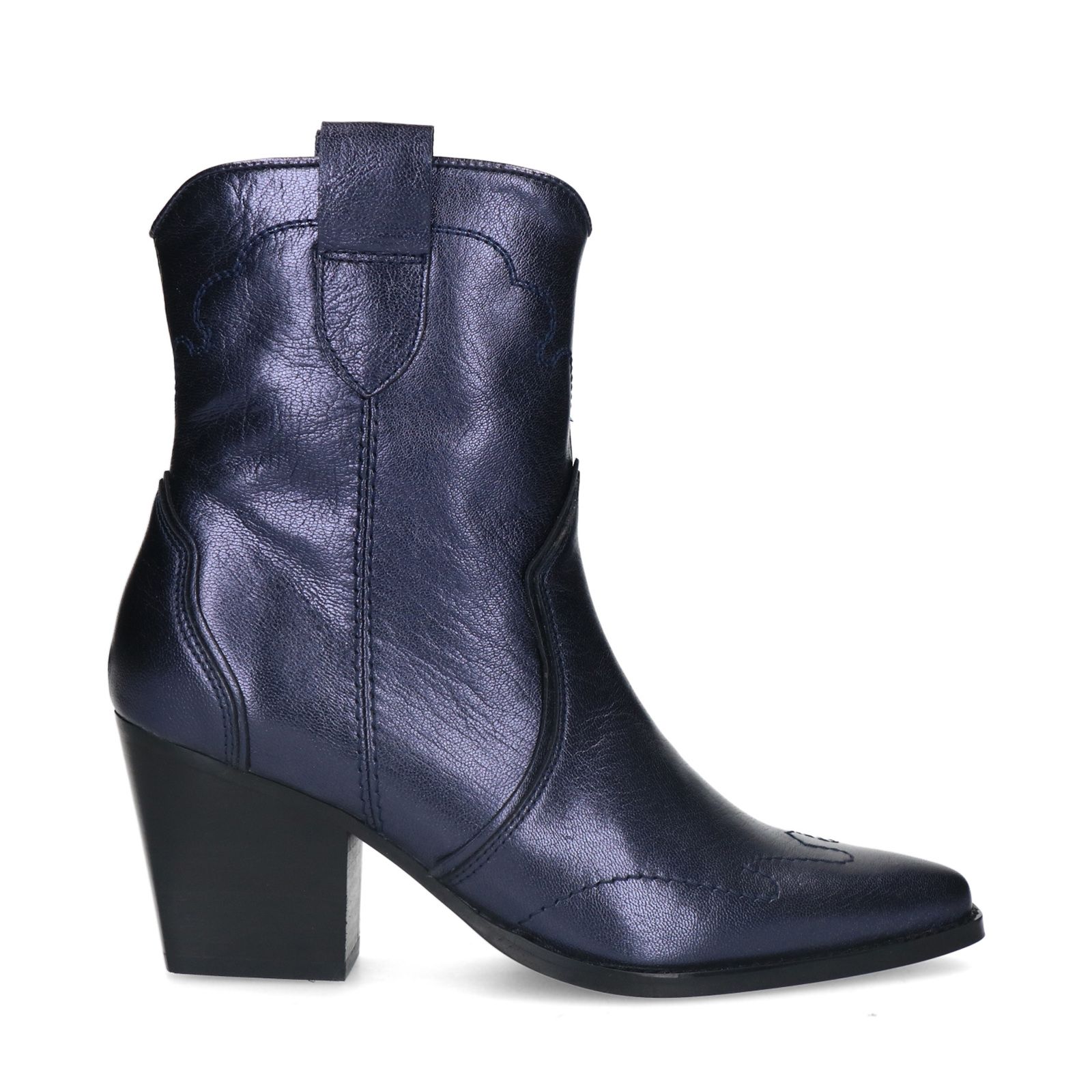 Blauwe metallic leren cowboy laarzen