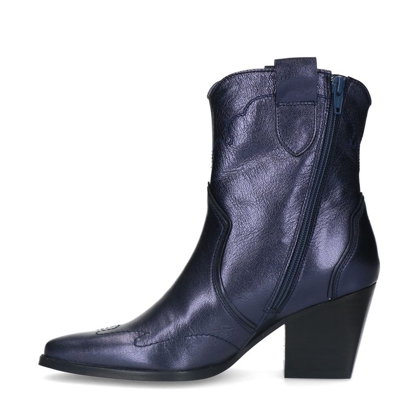 Blauwe metallic leren cowboy laarzen