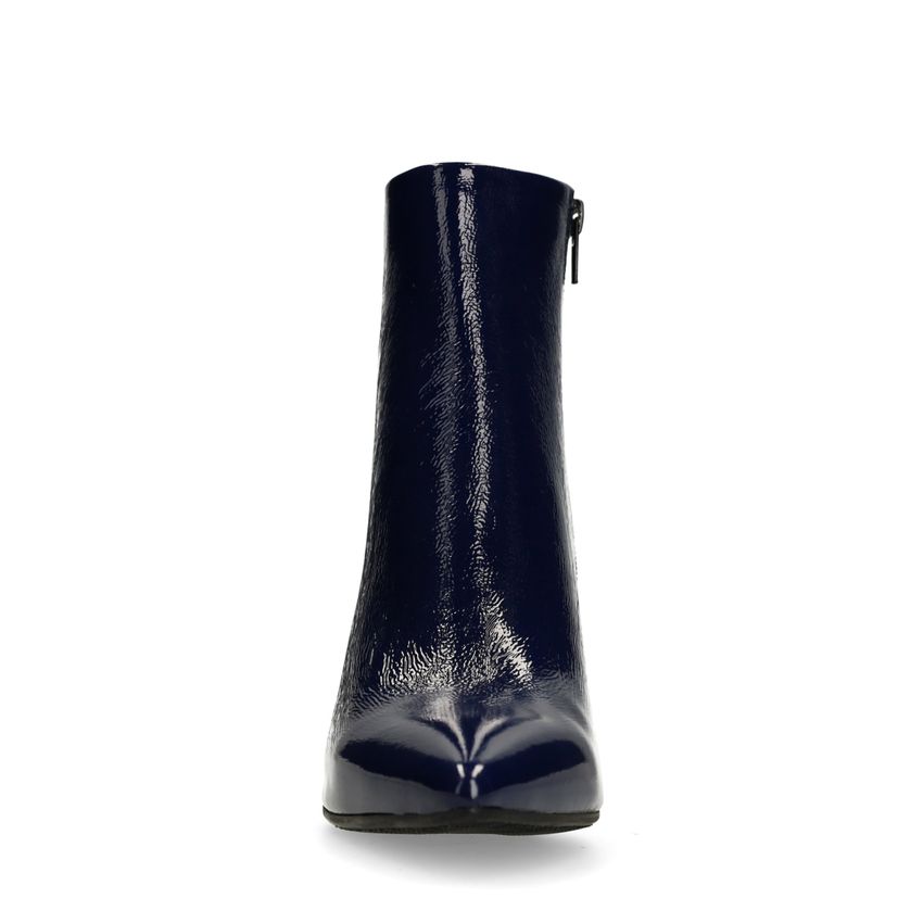 Blauwe lakleren enkellaarsjes met hak