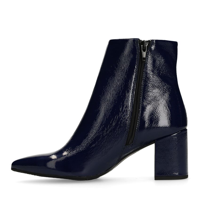 Blauwe lakleren enkellaarsjes met hak