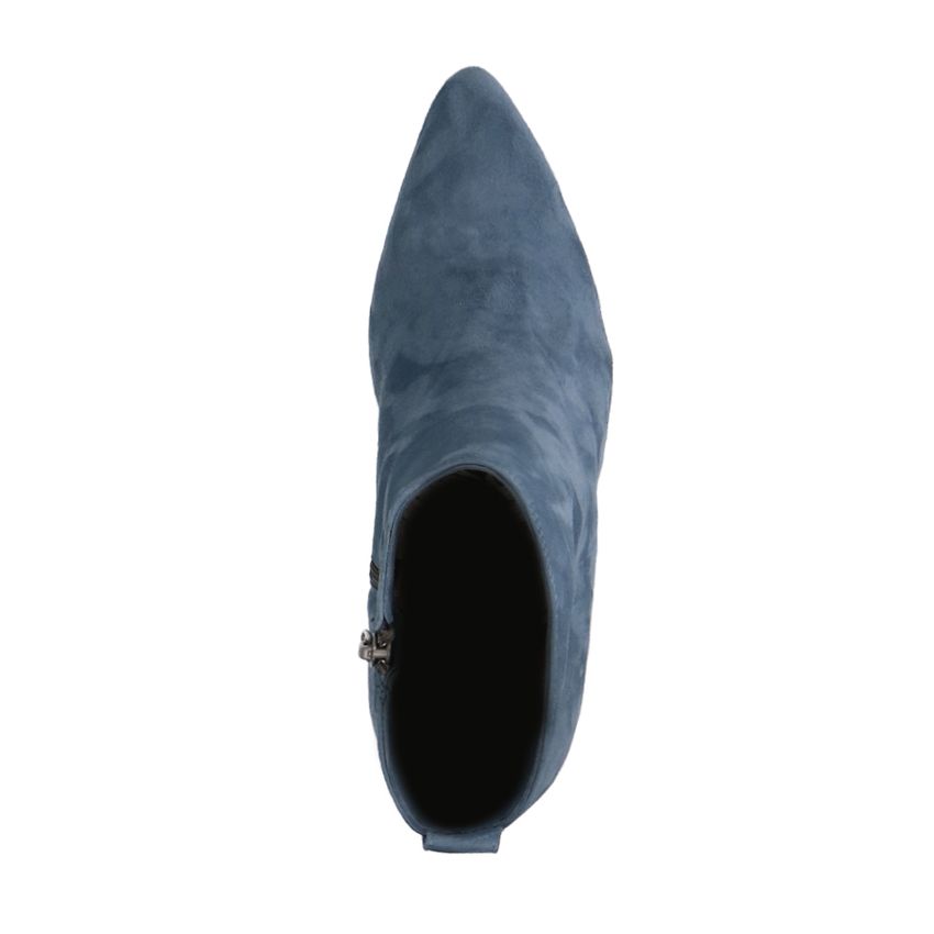 Blaue Veloursleder-Stiefeletten mit Absatz