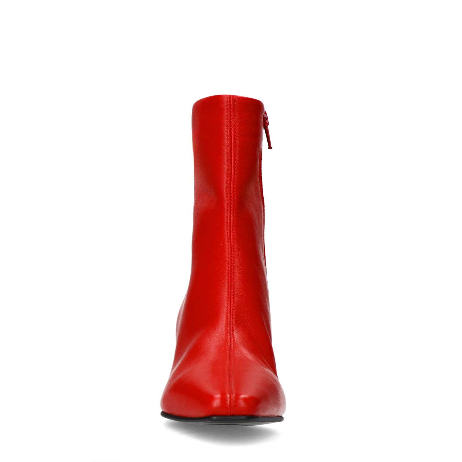 Rote Lederstiefeletten mit Absatz