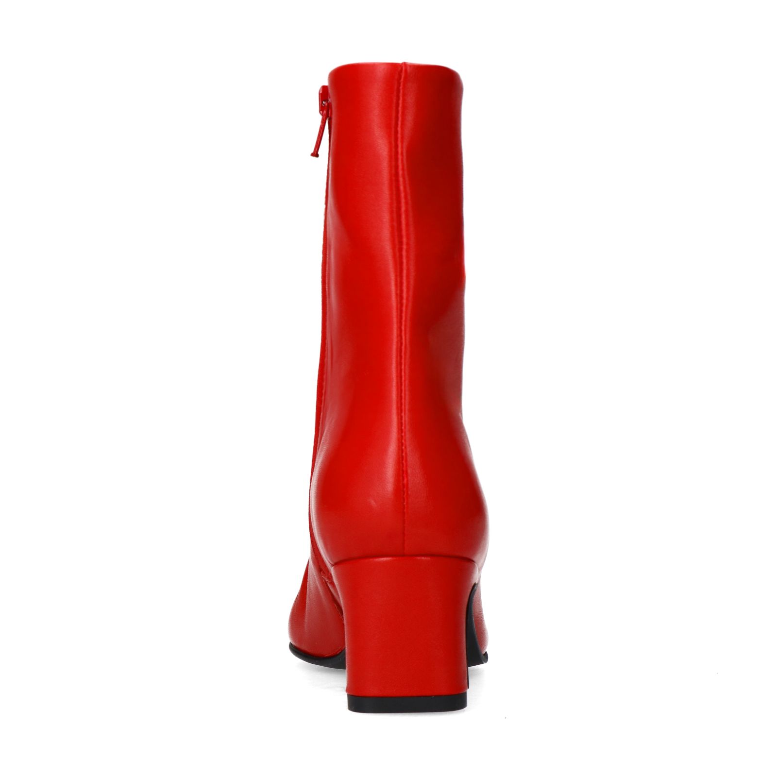 Rote Lederstiefeletten mit Absatz