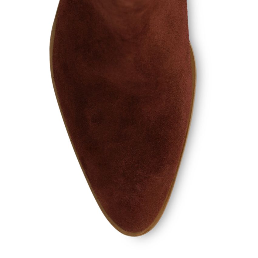 Bordeaux rode suède enkellaarsjes met hak