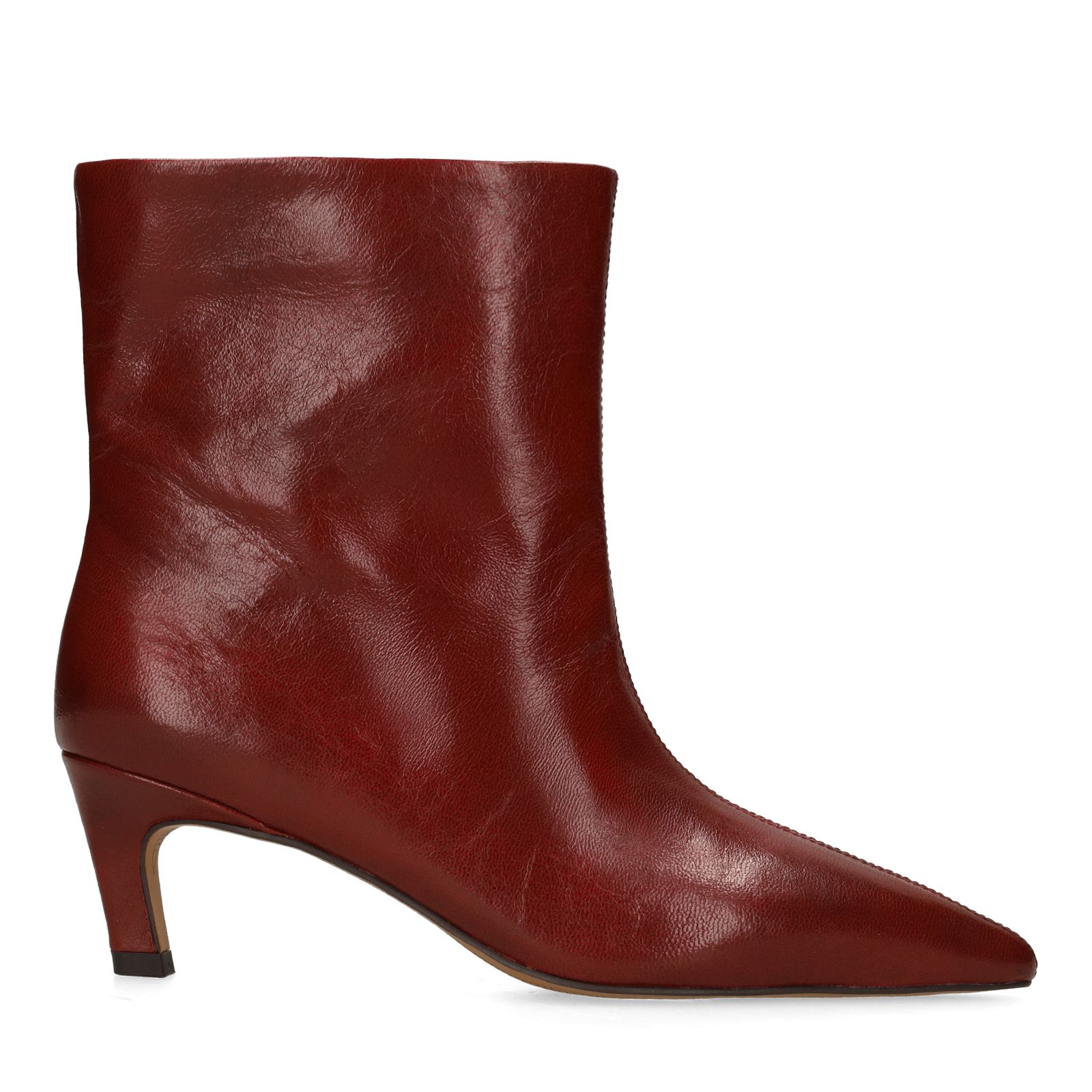 Rote Lederstiefeletten mit Absatz
