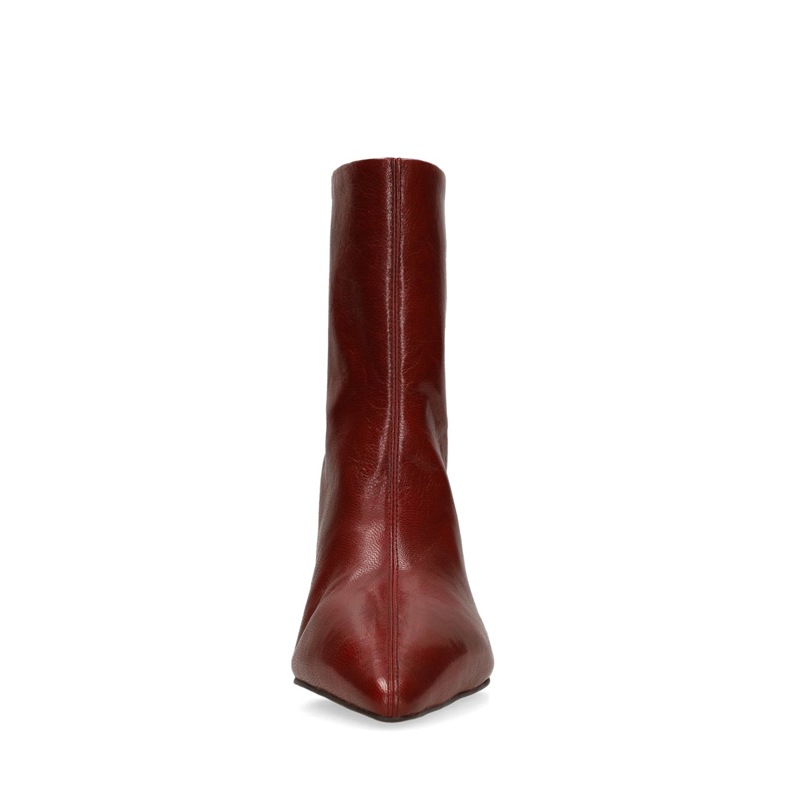 Rote Lederstiefeletten mit Absatz