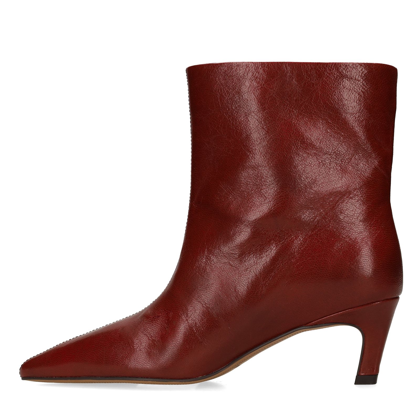 Rote Lederstiefeletten mit Absatz
