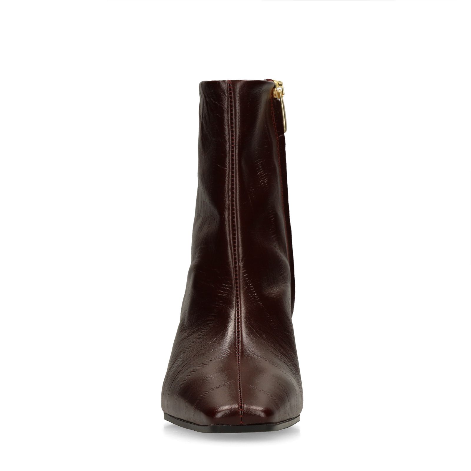 Burgundy leren enkellaarsjes met hak