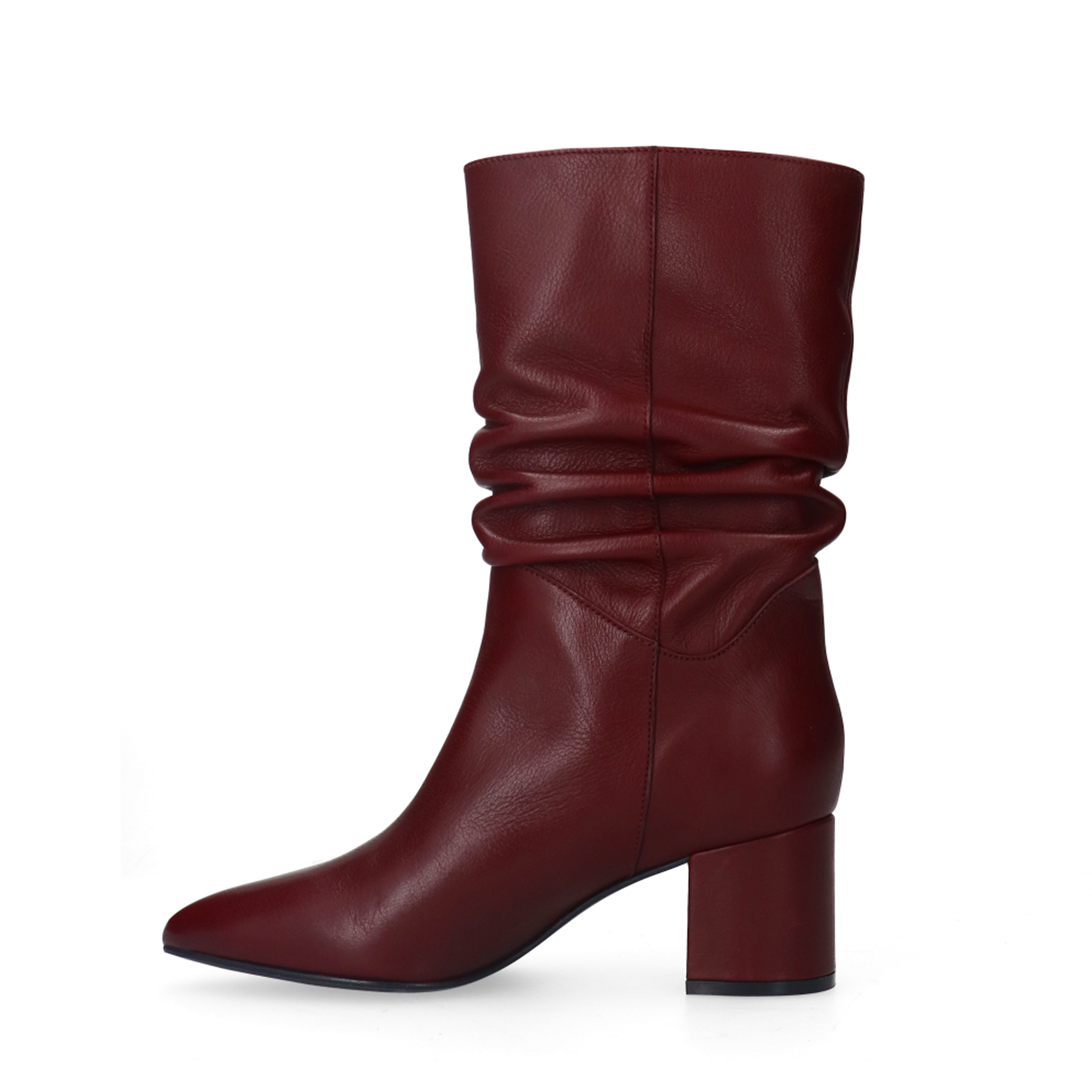 Bordeauxrote Lederstiefel mit Absatz Stiefeletten mit absatz