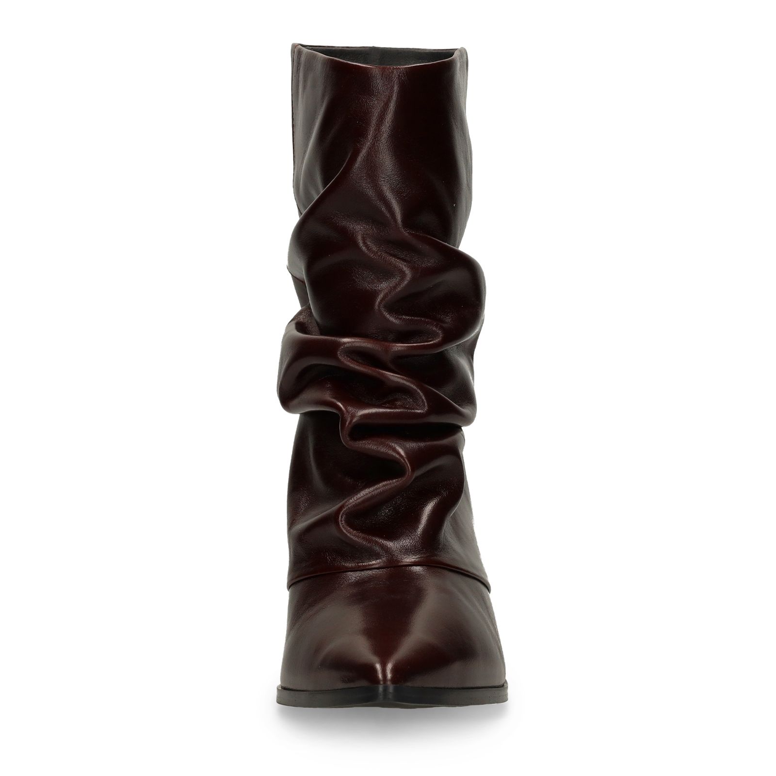 Burgundy leren slouchy boots met hak