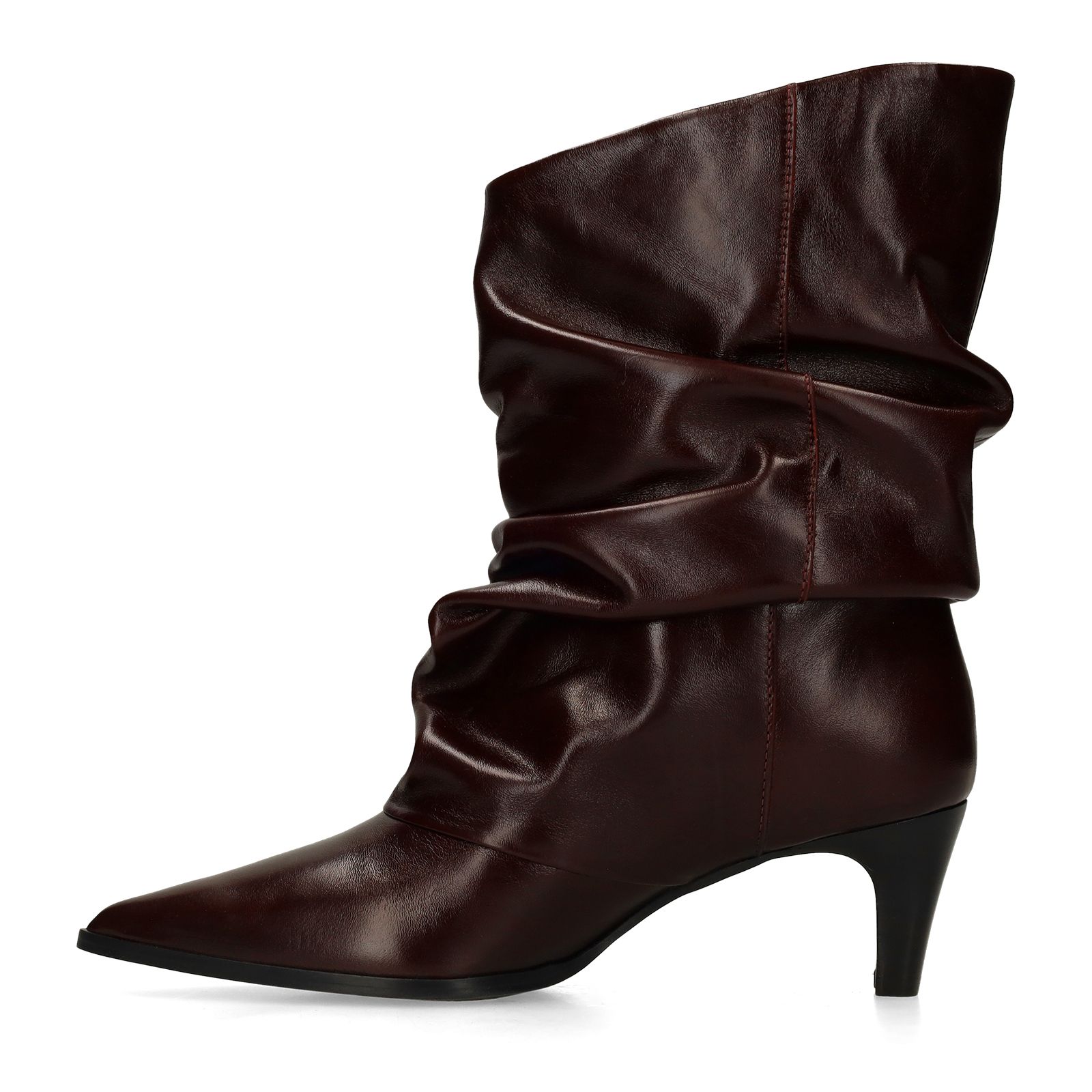 Burgundy leren slouchy boots met hak