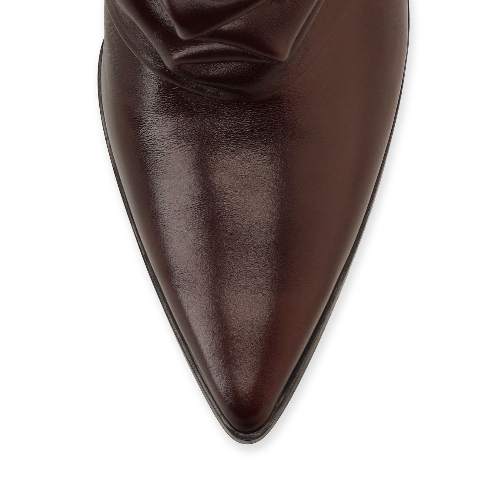 Burgundy leren slouchy boots met hak