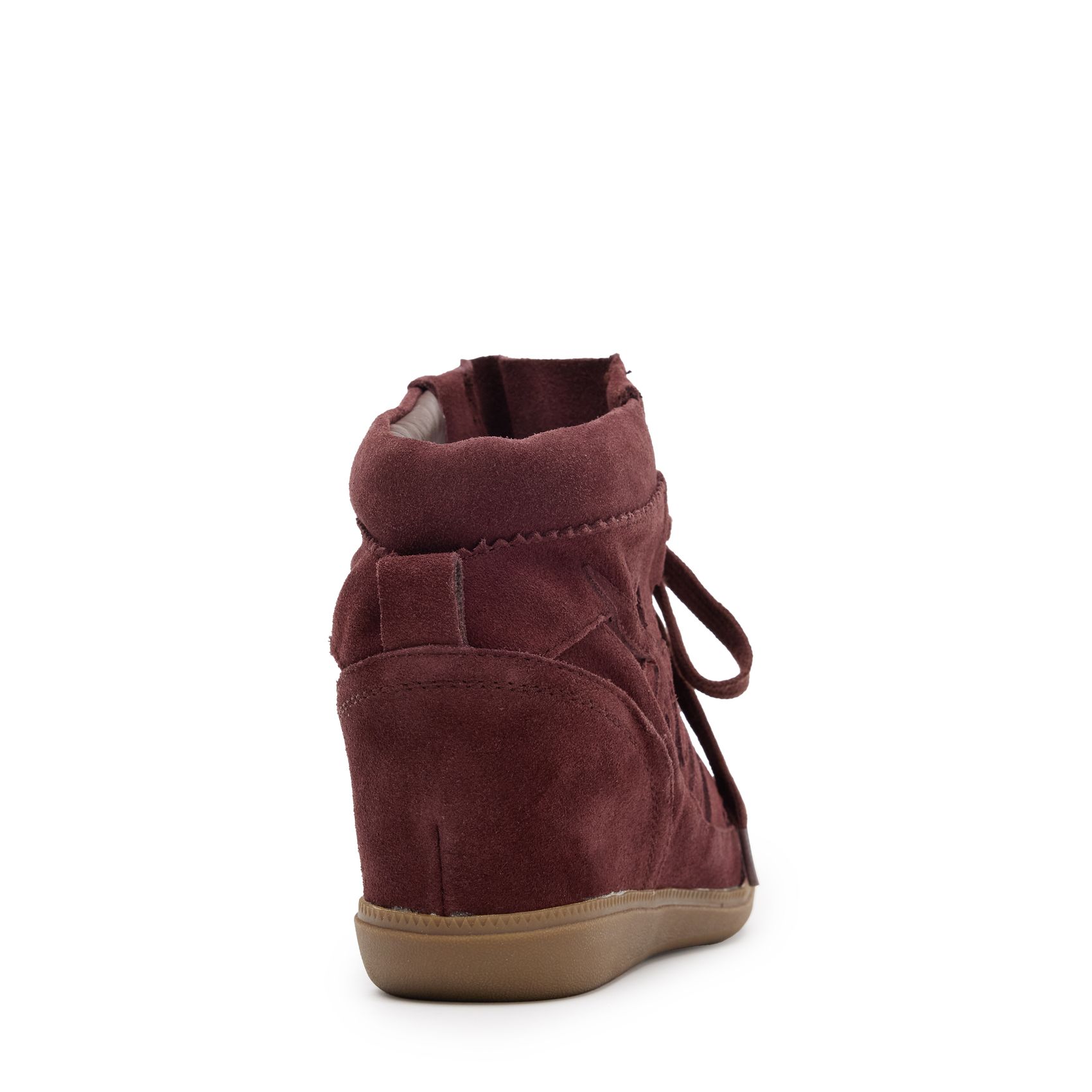 Burgundy suède wedge sneakers