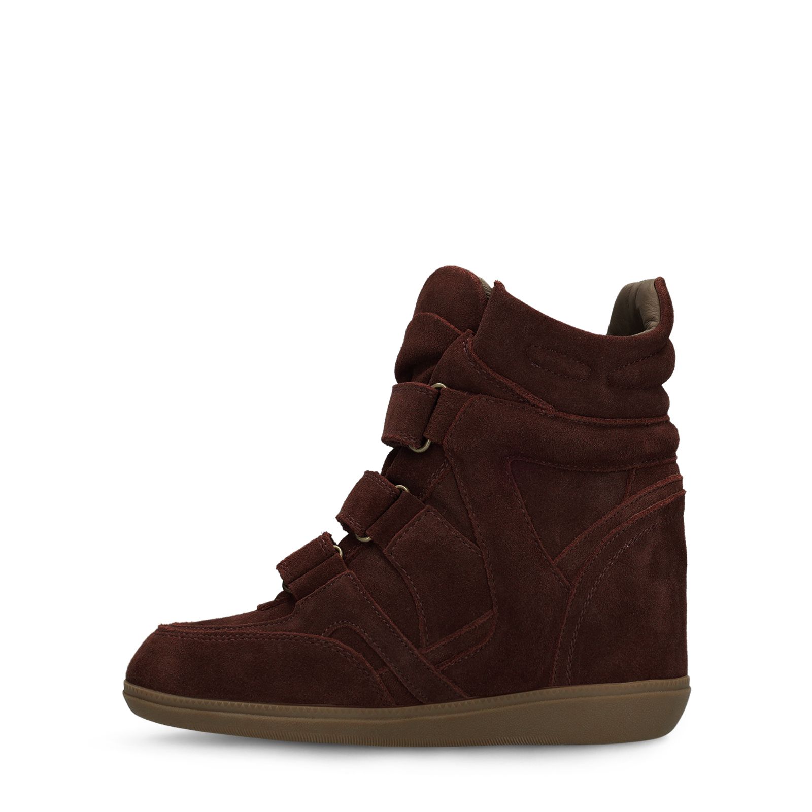Bordeaux suède sneakers met sleehak