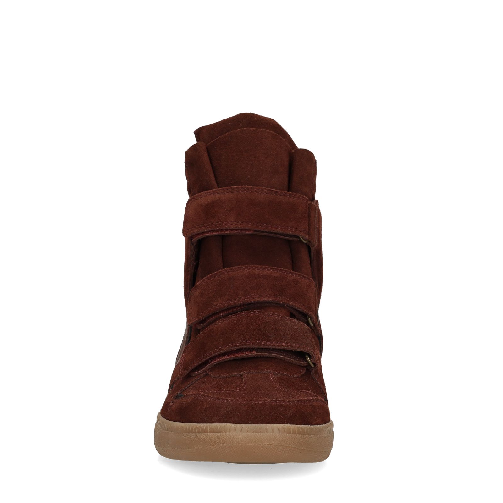Burgundy suède hoge sneakers met klittenband