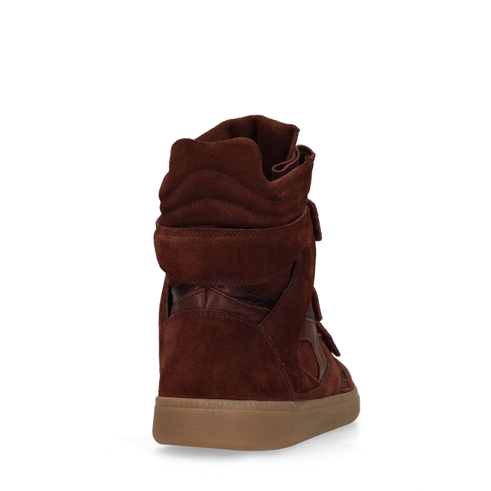 Burgundy leren hoge sneakers met klittenband