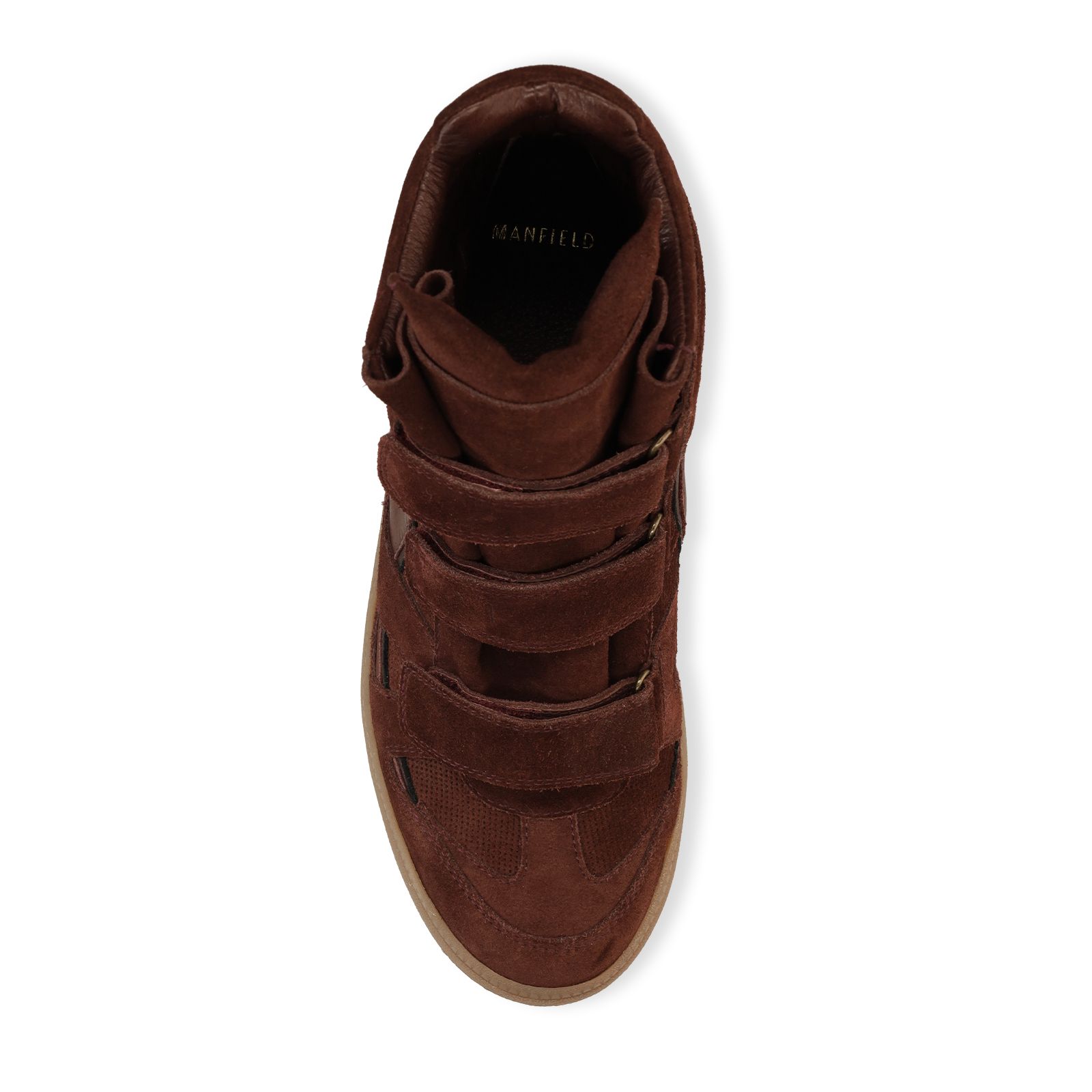 Burgundy leren hoge sneakers met klittenband