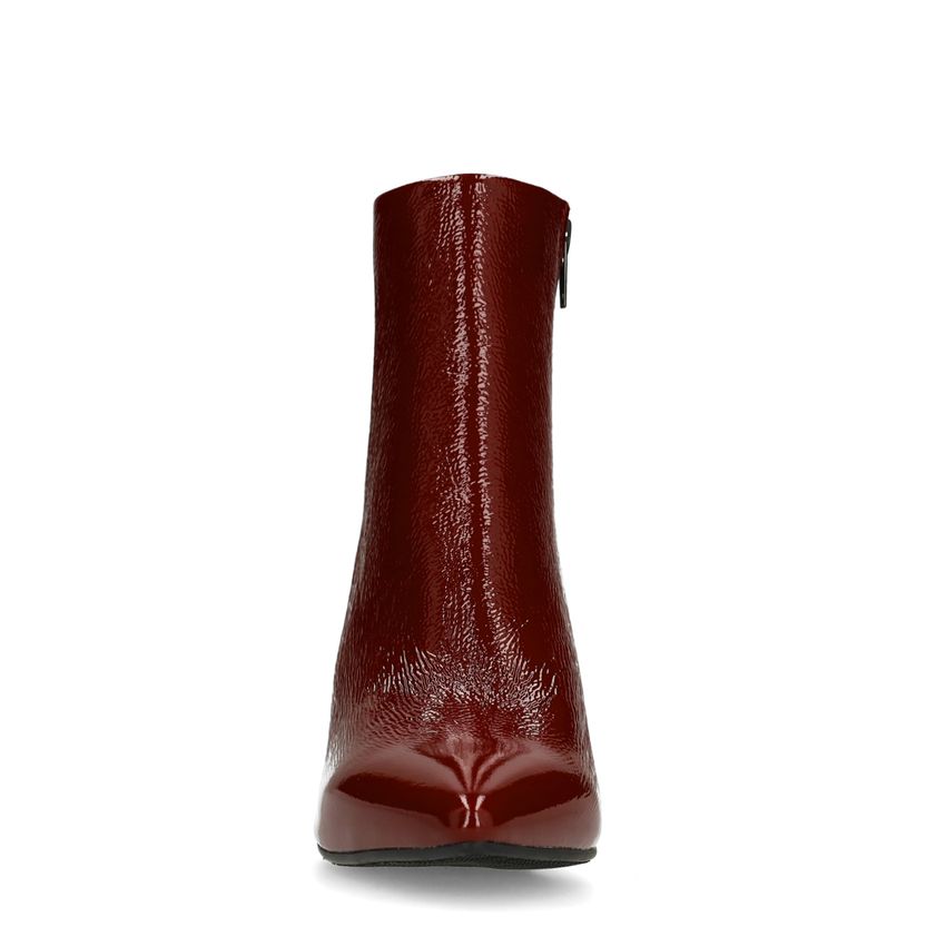 Burgundy lakleren enkellaarsjes met hak