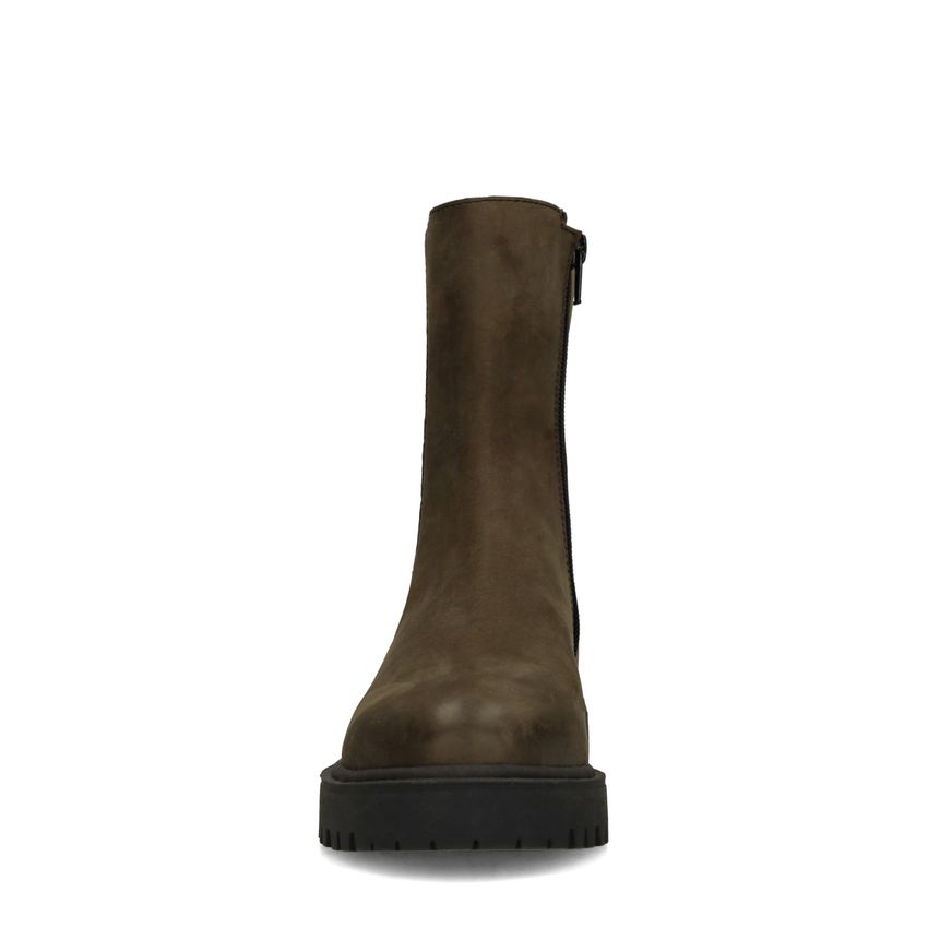 Dunkelgrüne Chelsea Boots aus Nubukleder
