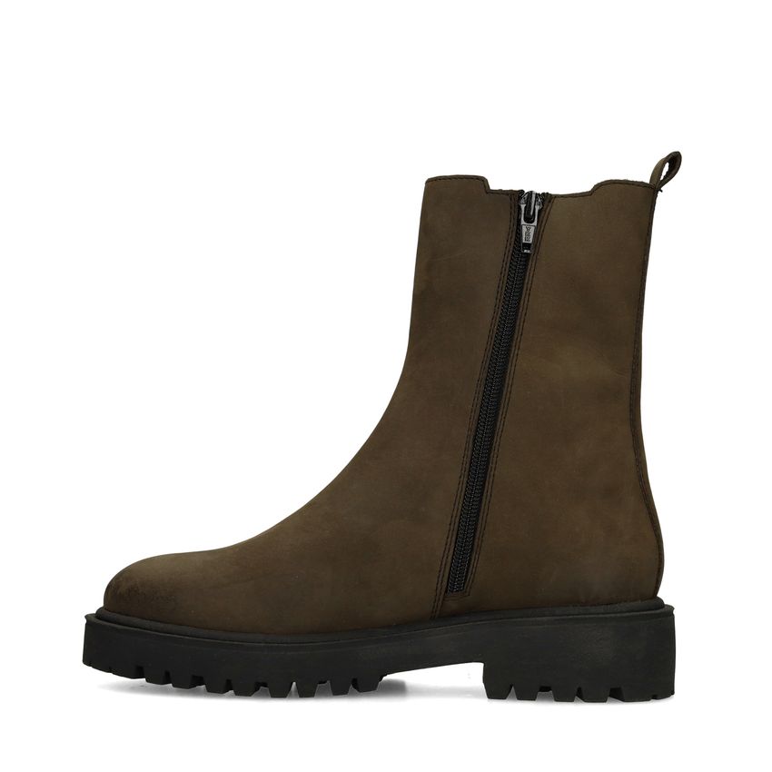 Dunkelgrüne Chelsea Boots aus Nubukleder