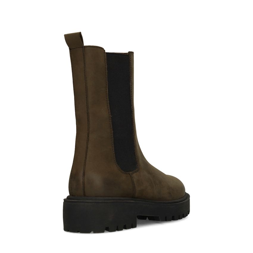 Dunkelgrüne Chelsea Boots aus Nubukleder