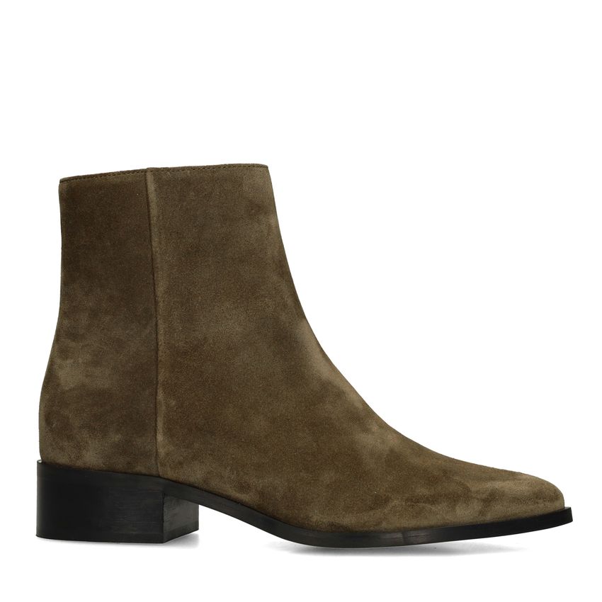 Grüne Veloursleder-Stiefeletten