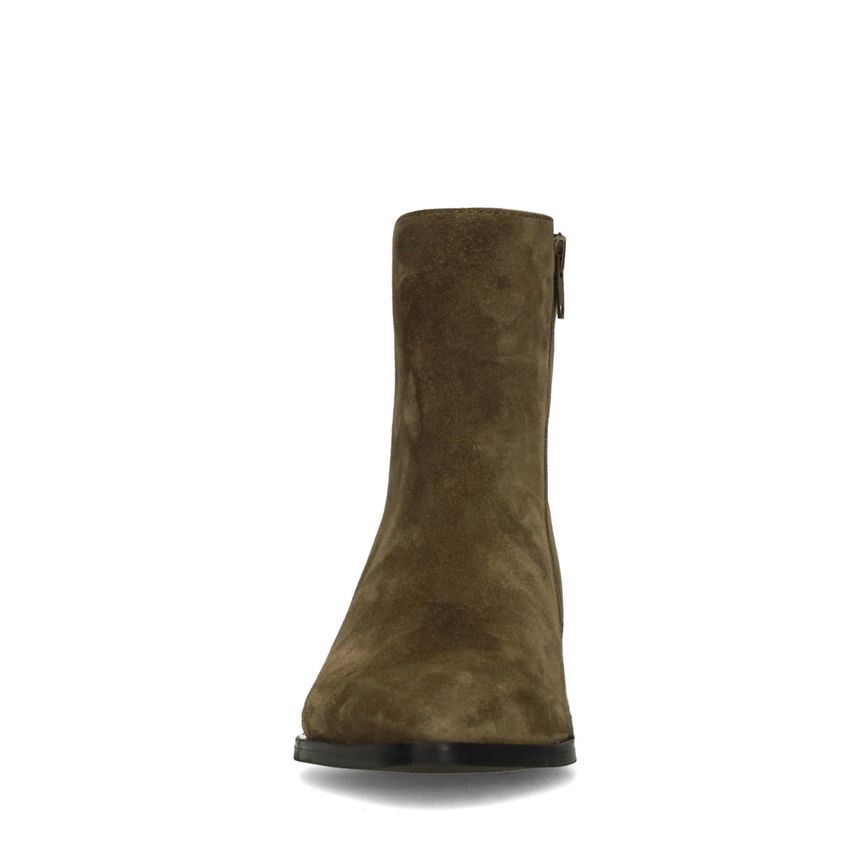Grüne Veloursleder-Stiefeletten