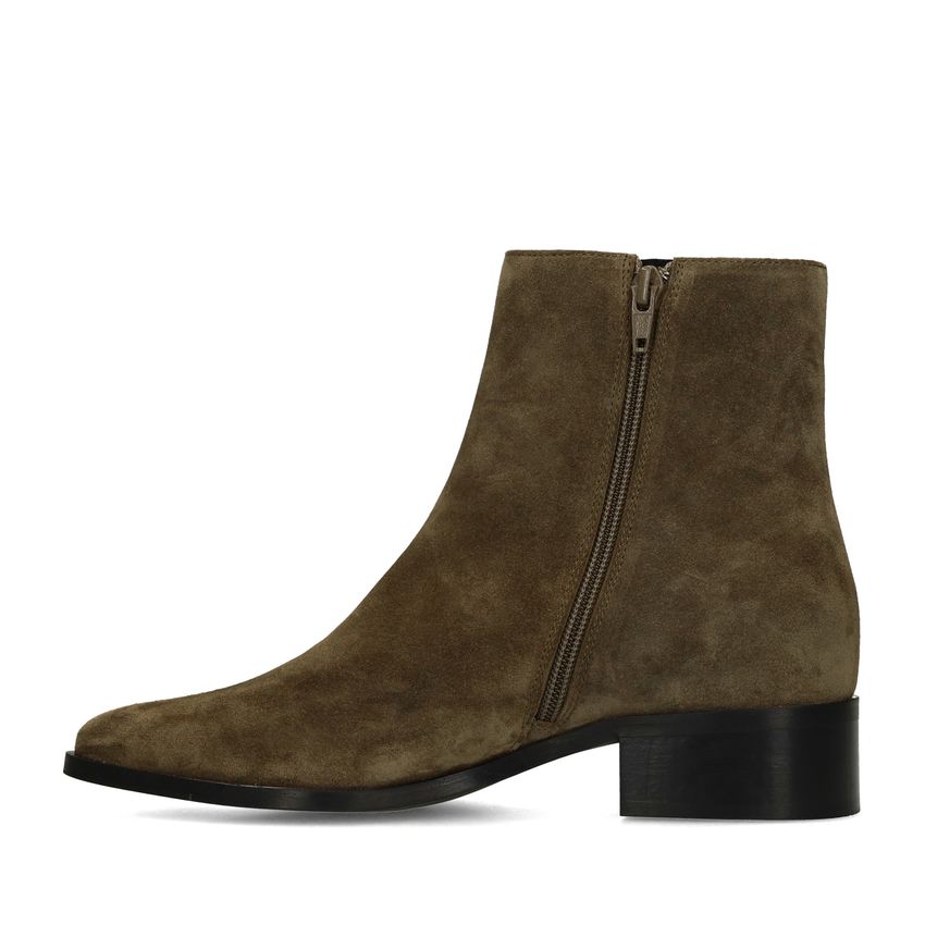 Grüne Veloursleder-Stiefeletten