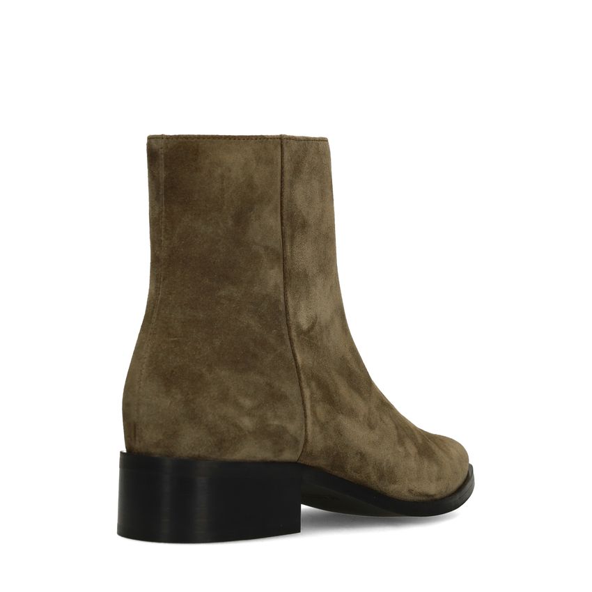 Grüne Veloursleder-Stiefeletten