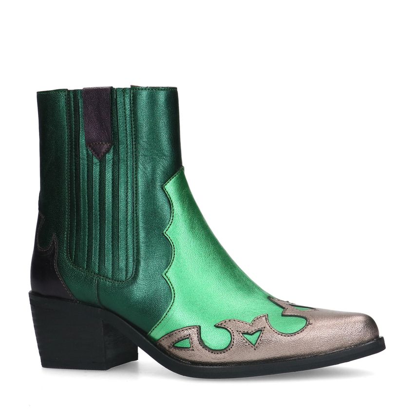 Groene metallic leren cowboy laarzen