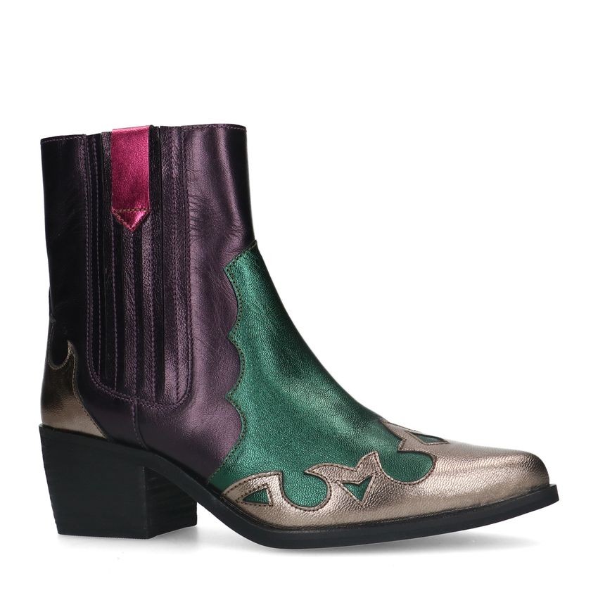 Groene metallic leren cowboy laarzen