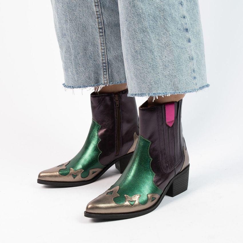 Groene metallic leren cowboy laarzen