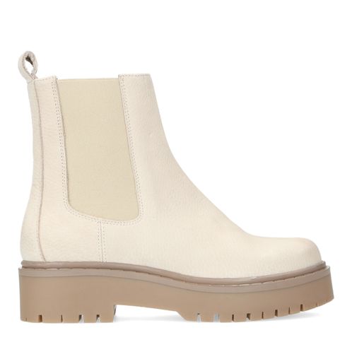 Off white lage chelsea boots met plateauzool
