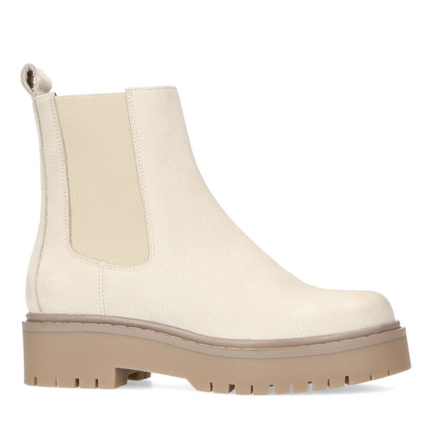 Off white lage chelsea boots met plateauzool
