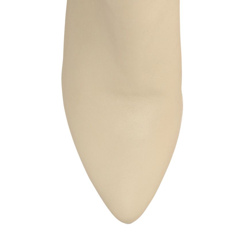 Witte leren enkellaarsjes met hak