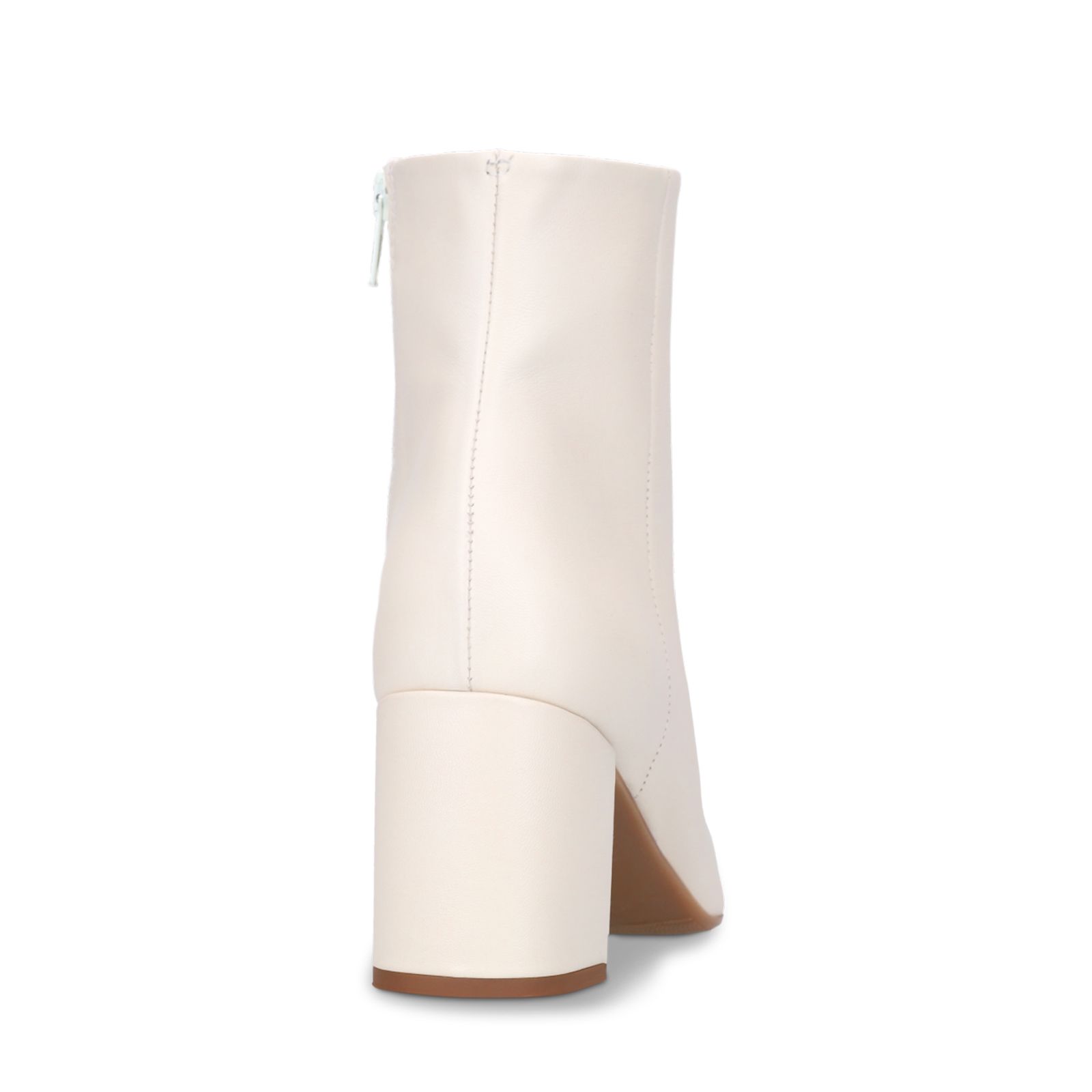 Weiße Lederstiefeletten mit Absatz