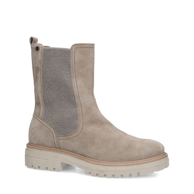 Taupe suède chelsea boots met rits